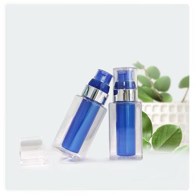 China PETG airless pump bottle Dual chamber plastic bottle square bottom for sale