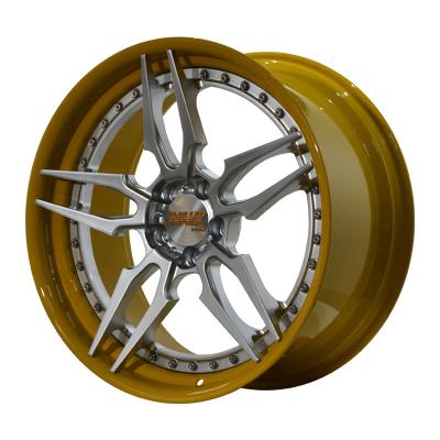 China factory direct custom 18 to 22 inch aluminum yellow brushed car forged wheels for sale