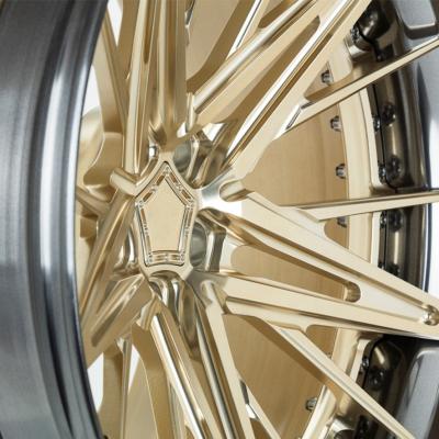 China Customized 2 piece super deep dish concave brushed bronze polished wheel rim for sale for sale
