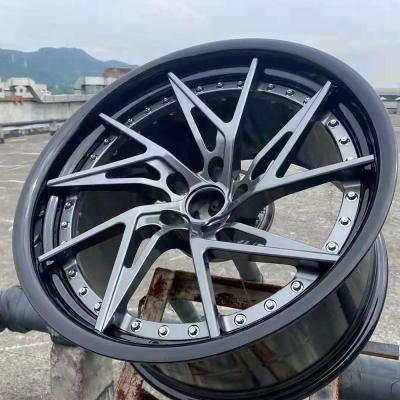 China fábrica personalizada 2 piezas de aluminio de lujo de aleación de aluminio de aluminio forjado borde de rueda cepillado gris para Porsche en venta