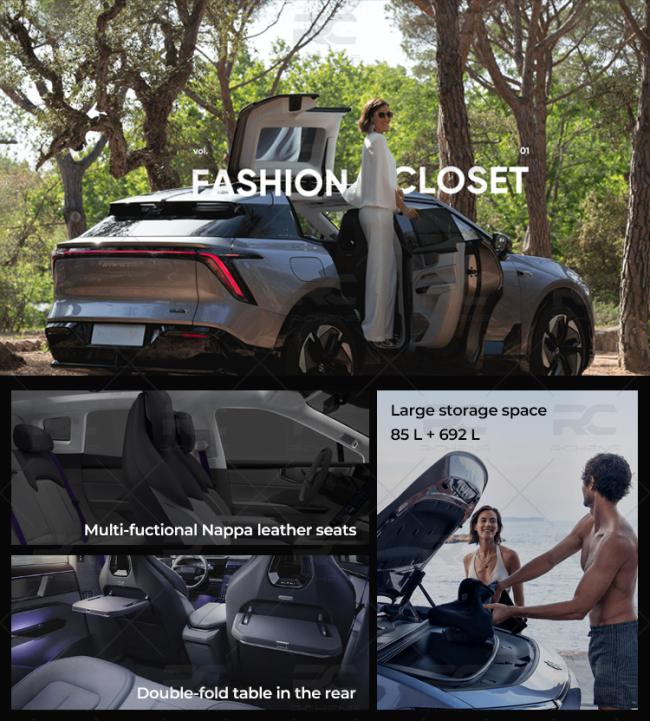 FASHION CLOSET Multi-fuctional Nappa leather seats Double-fold table in the rear Large storage space85 L + 692 L