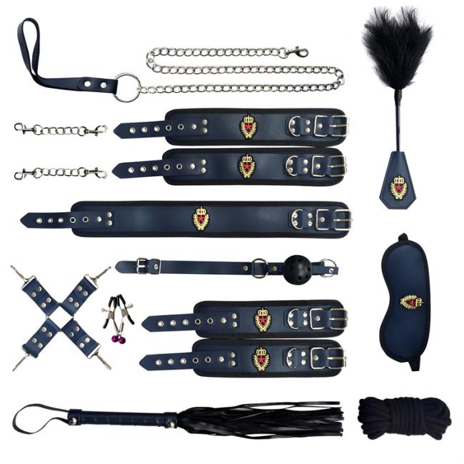 SM-Policewoman Erotic Deep Blue 11pcs Toys for Adult Games Role Play BDSM Set Gay Men Fetish Male and Female Bondage Sex Toys