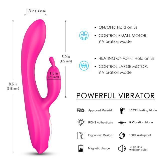 Hot selling G spot rabbit vibrator with heating function for women clitoris stimulation