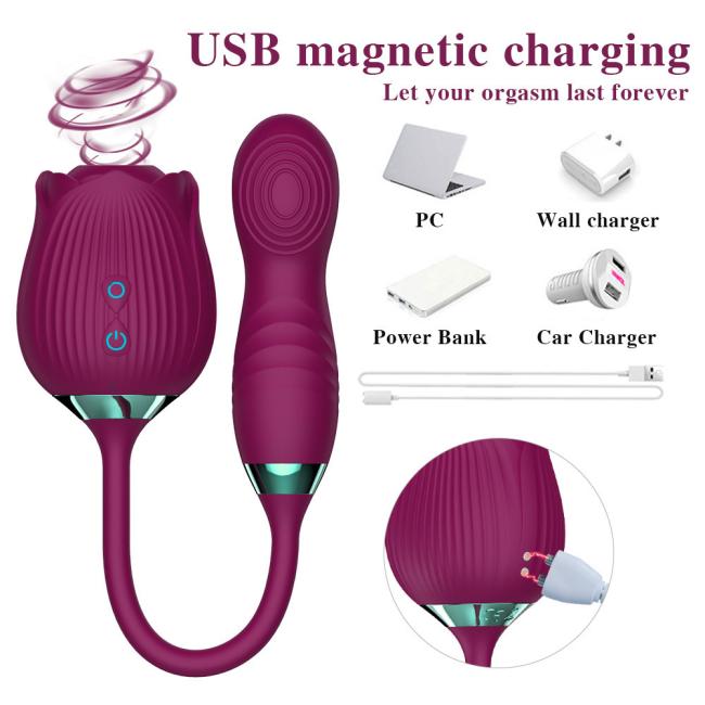 Waterproof Massage 10 Speeds Suck Vibrator 2 in 1 Rose Adult Love Egg purple vibrator Clit Vagina Silicone Vibrator For Women