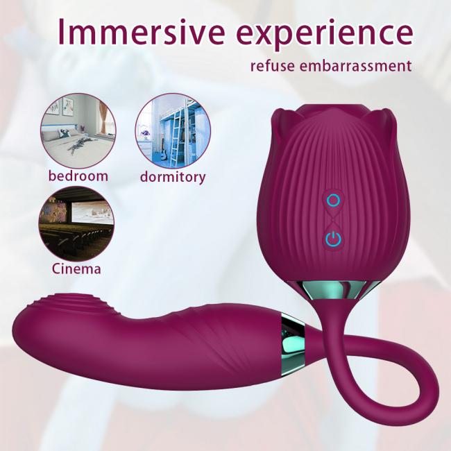 Waterproof Massage 10 Speeds Suck Vibrator 2 in 1 Rose Adult Love Egg purple vibrator Clit Vagina Silicone Vibrator For Women