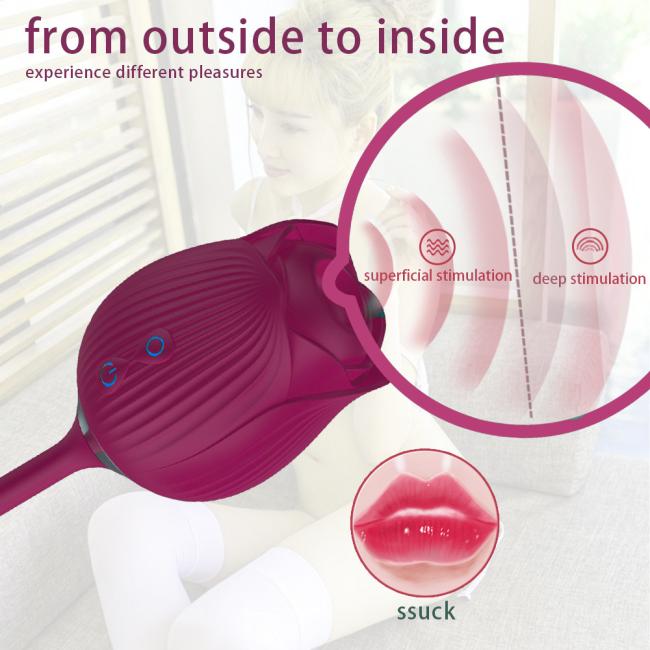 Waterproof Massage 10 Speeds Suck Vibrator 2 in 1 Rose Adult Love Egg purple vibrator Clit Vagina Silicone Vibrator For Women