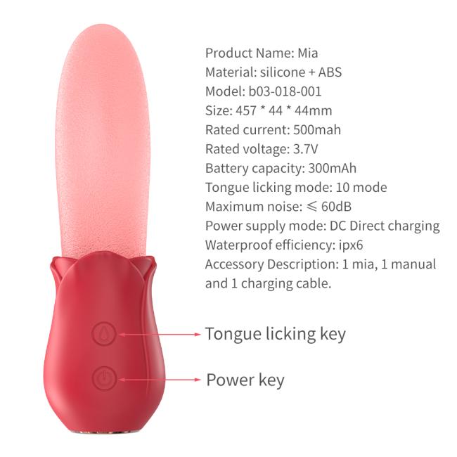 10 Speeds Realistic Licking Tongue Rose Vibrators for Women Nipples Clitoral Stimulation Toys for Adult Female Couples