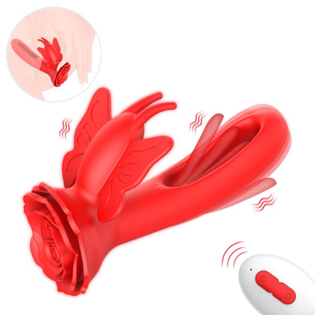 Rose Licking Tongue Vibrator Butterfly G-spot Stimulation Female Orgasm Masturbator Clitoral Stimulator Flap Dildo Vibrator