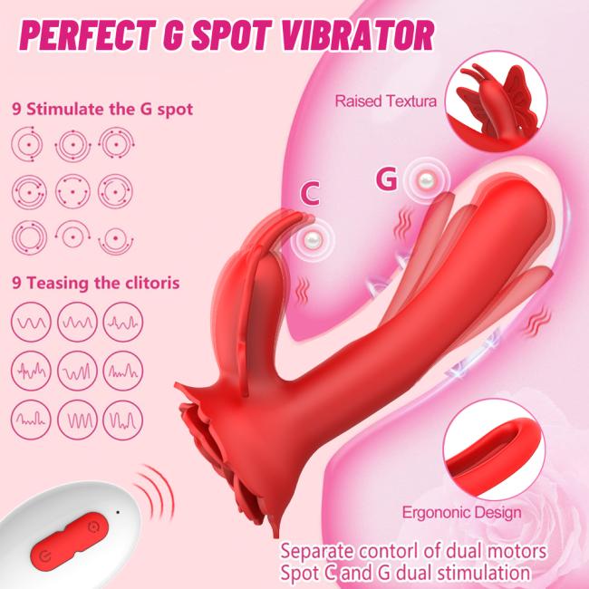 Rose Licking Tongue Vibrator Butterfly G-spot Stimulation Female Orgasm Masturbator Clitoral Stimulator Flap Dildo Vibrator