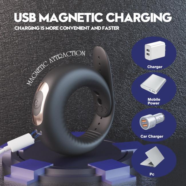 Black waterproof Penis Ring Silicone Adjustable Vibrating Ring Delay Sperm-locking ring Sex Toys For Men