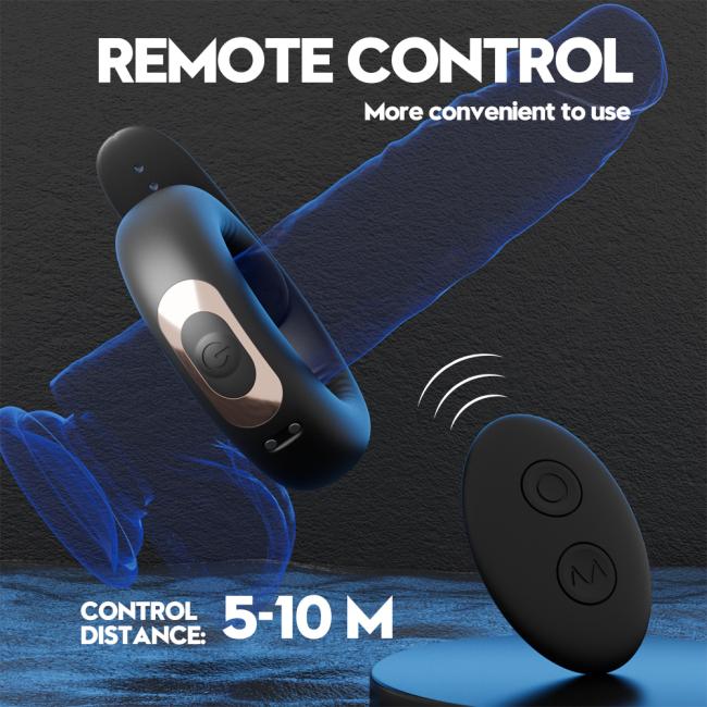 Black waterproof Penis Ring Silicone Adjustable Vibrating Ring Delay Sperm-locking ring Sex Toys For Men