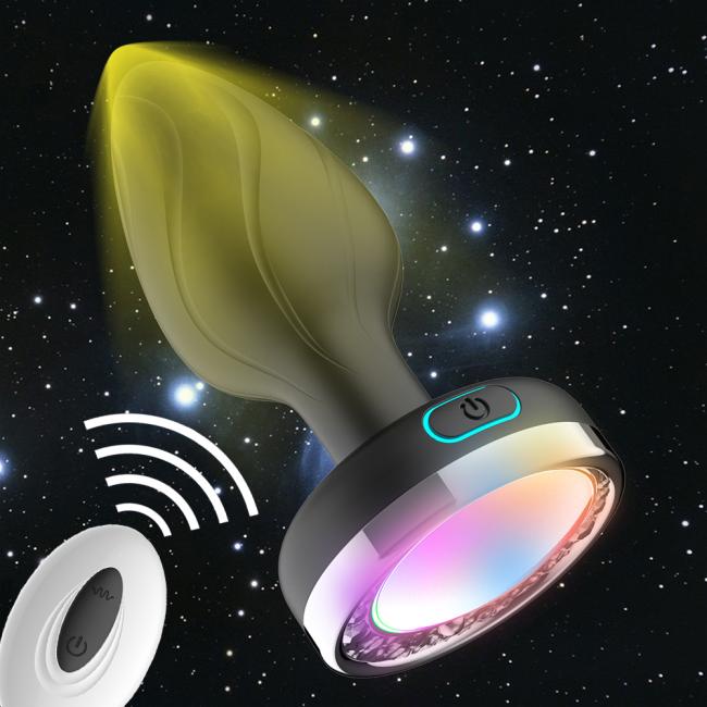LED lights anal plug wireless remote control vibrator masturbation silicone Sex Toys luminous anal plug massager