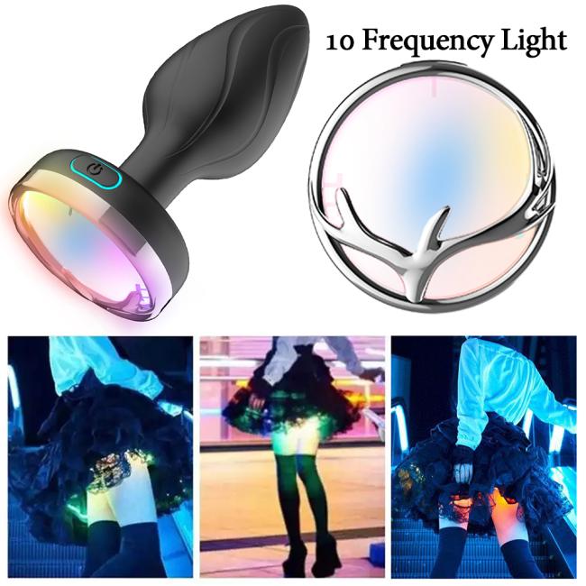 LED lights anal plug wireless remote control vibrator masturbation silicone Sex Toys luminous anal plug massager