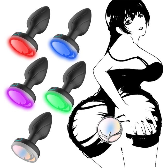 LED lights anal plug wireless remote control vibrator masturbation silicone Sex Toys luminous anal plug massager