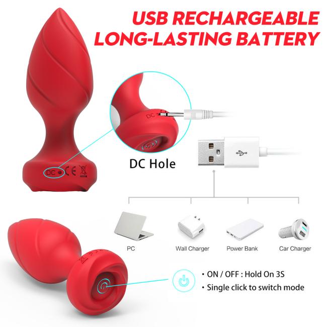 Female charging 10 frequency APP remote control vibration anal plug thread G-spot size rear court stimulation masturbation