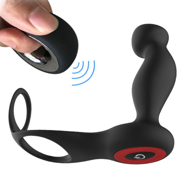 Remote control Male Prostate Massage Vibrator Anal Plug Silicone Waterproof Massager Ejaculation Ring Toy for Men