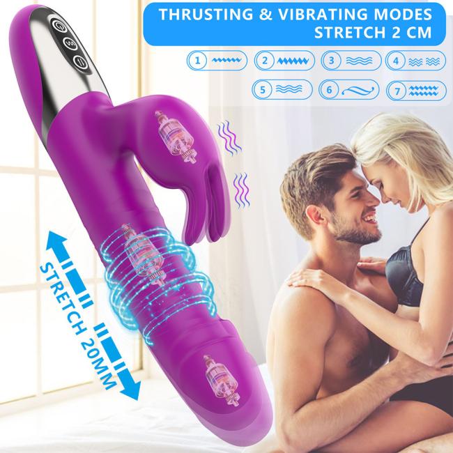 G Spot Rabbit Vibrator Stimulates Heating Thrusting Realistic Vibrating Dildo Woman Telescopic Big Sex Vibrator For Woman