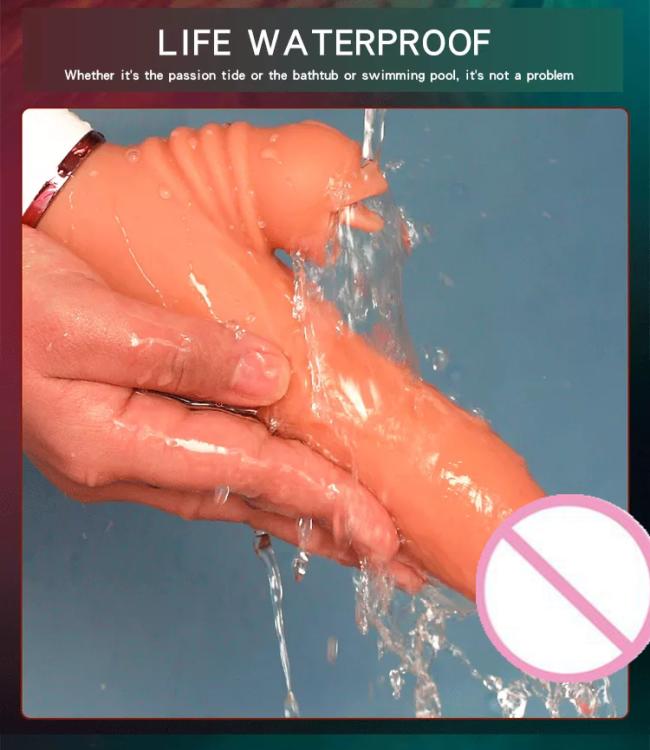 Xnxx Artificial dildo masturbation device Flesh color one-key heating dildo telescopic swing tongue licking vibration for women