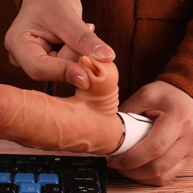 Xnxx Artificial dildo masturbation device Flesh color one-key heating dildo telescopic swing tongue licking vibration for women