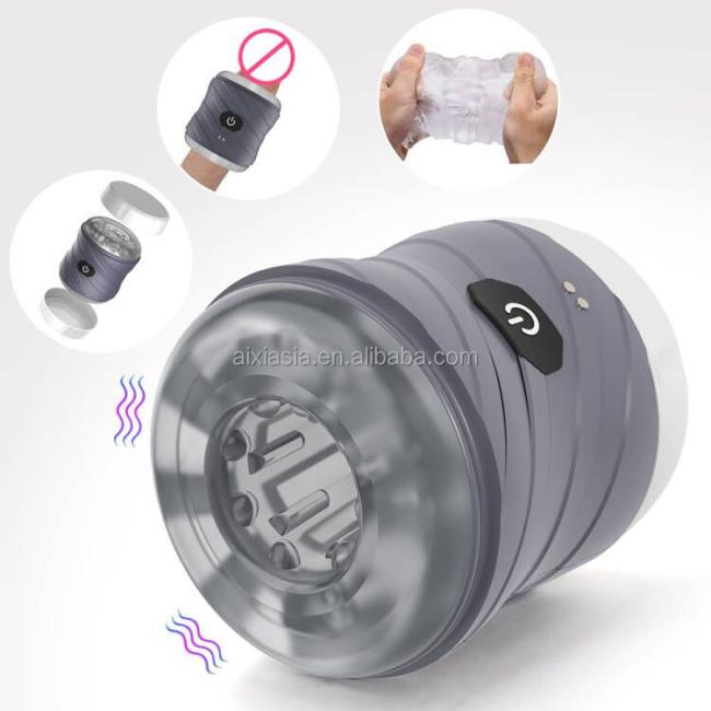 Stroker Male Masturbator Cup Crystal Ribbed Tunnel Pocket Pussy Vibrator for men masturbation