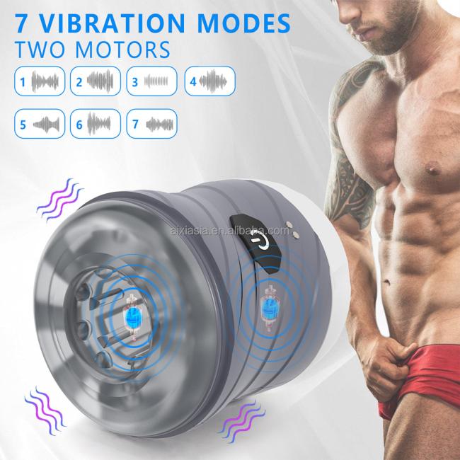Stroker Male Masturbator Cup Crystal Ribbed Tunnel Pocket Pussy Vibrator for men masturbation
