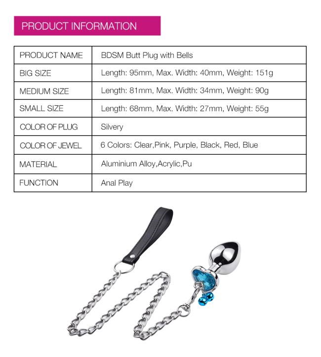 Anal Plug Anal Toys with Leash Aluminium 2 Bells Metal Butt Plug Sex Toys For Women And Man juguetes sexuales