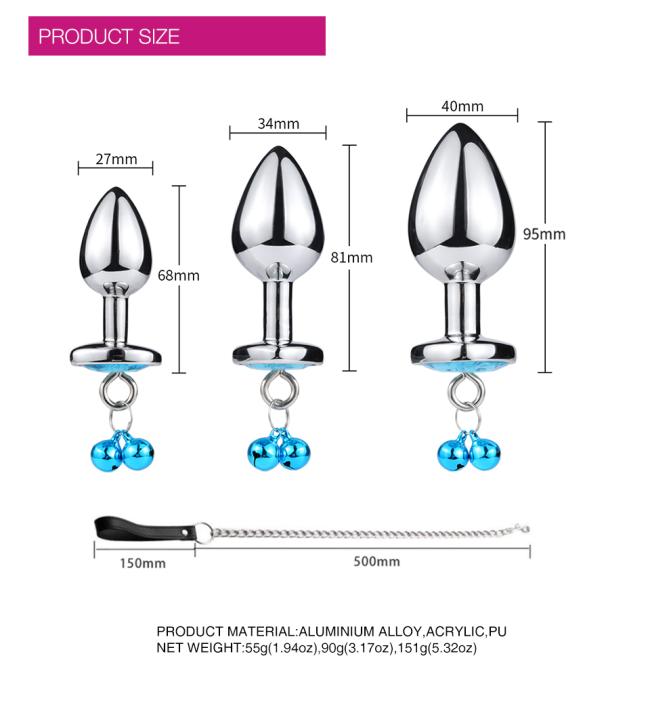 Anal Plug Anal Toys with Leash Aluminium 2 Bells Metal Butt Plug Sex Toys For Women And Man juguetes sexuales