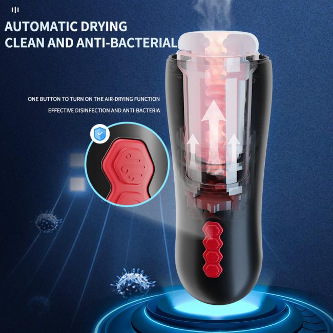 Men's masturbation toy with suction, vibration, telescopic heating and drying, multi-functional masturbation device, adult sex t