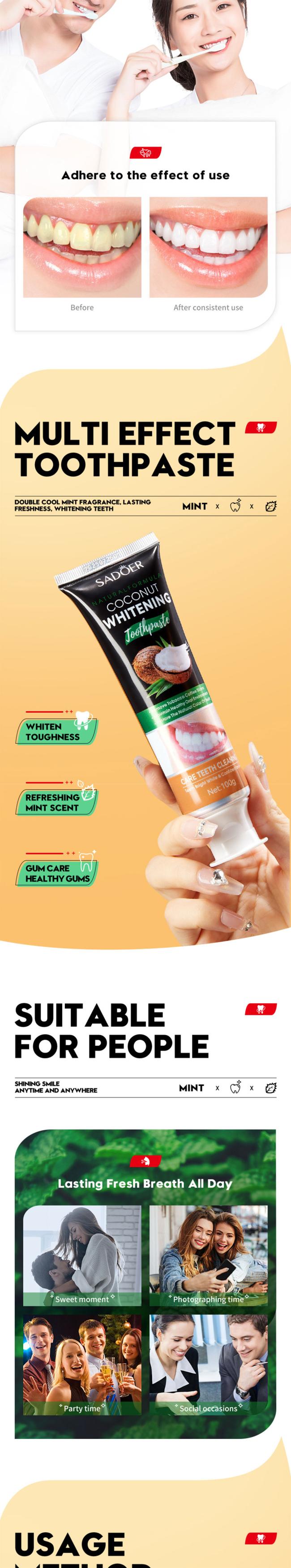 Private label teeth whitening deep cleanse coconut toothpaste