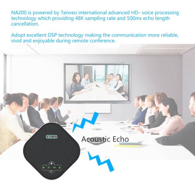 Tevo-Na200 USB Conference Speaker Microphone 5m (16.4FT) Pick up Radius Computer Speakers with Microphone, Voiceia Noise Cancelling USB Speakerphone