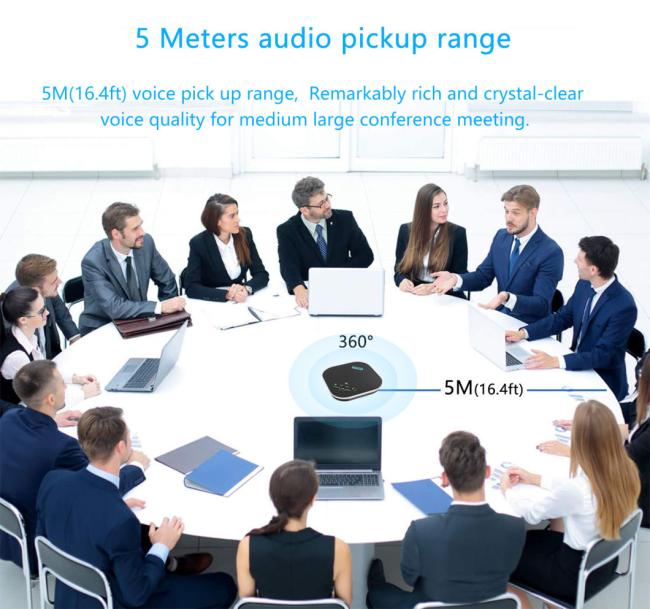 Tevo-Na200 USB Conference Speaker Microphone 5m (16.4FT) Pick up Radius Computer Speakers with Microphone, Voiceia Noise Cancelling USB Speakerphone