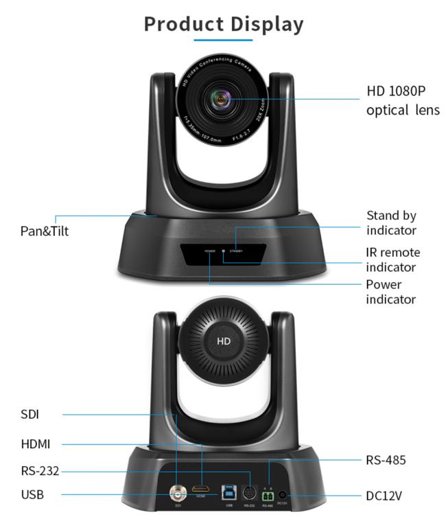 Tongveo Nv20A HD 1080P PTZ Conference Camera 20X Zoom USB Conference Cam HDMI and SDI Output Simultaneously for Big Meeting Rooms