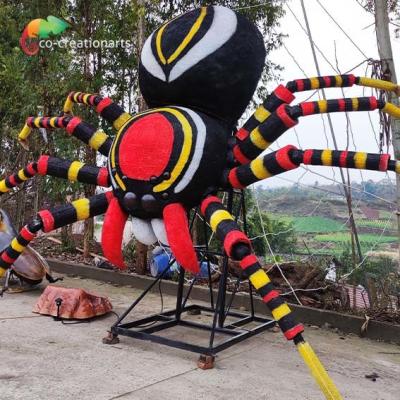China Botanical Garden Giant Animatronic Spider With Web Life Size Alive Sound for sale