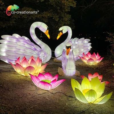 China Theme Park Decoration Chinese Festival Lanterns Cygnus Animal Shaped Lanterns for sale
