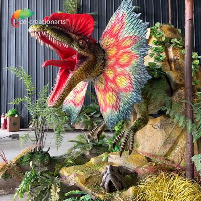 China Simulation Life Size Animatronic Dinosaur Dilophosaurus For Amusement Park en venta