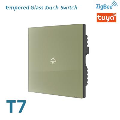 China Smart Home Tuya Zigbee Wall Switch Phone Controlled Light 3 Gang Glass Panel Switch for sale