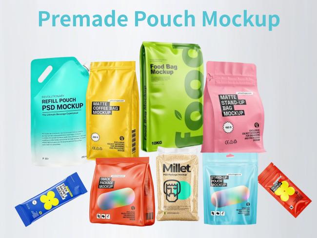 Holographic Stand-Up Pouch Mockup with Hang Hole - Premium Premade Doypack Mockup for Branding 0