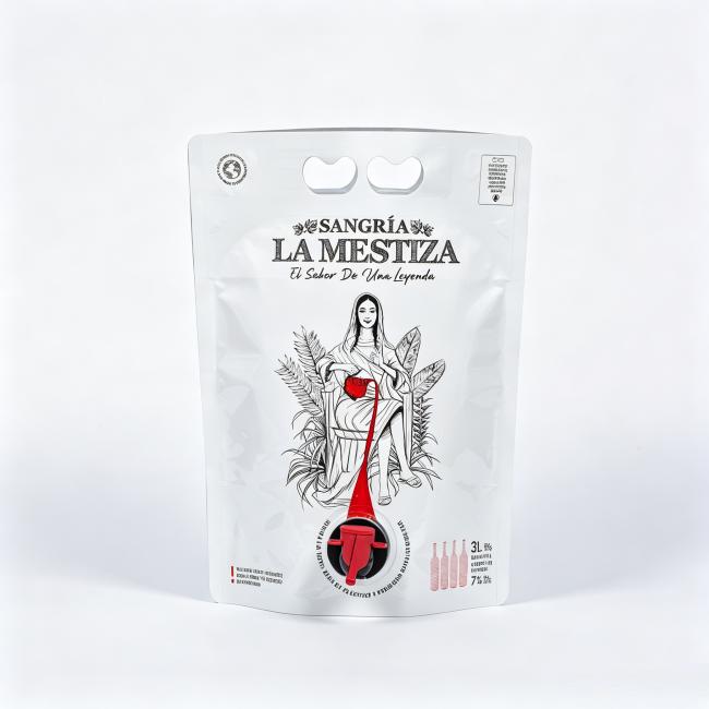 Glossy Finished With Diecut Handle Red Wine Pouch