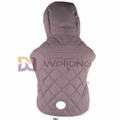 China Reflective Patch Dog Coats With Hoods Velcro Opening Taslan Quilting Pet Jacket for sale
