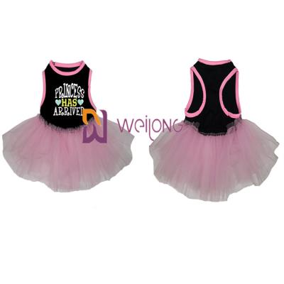 China Tulle Ruffles Small Dog Dresses Sleeveless And Loose Round Collar pink dog dress for sale