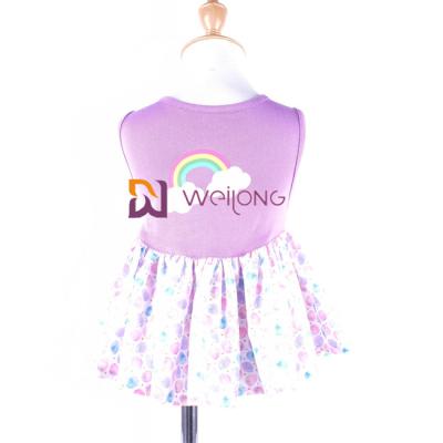 China Customized CVC Jersey Rainbow Pet Dress Digital Print Pongee dog tutu skirt for sale