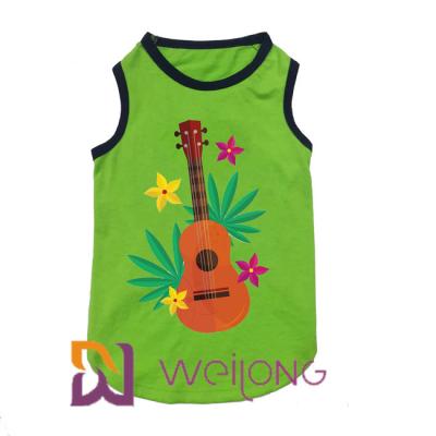 China 100% Cotton Print Coconut Tree Elasticity Summer Pet T Shirt Hawaii Music Played for sale