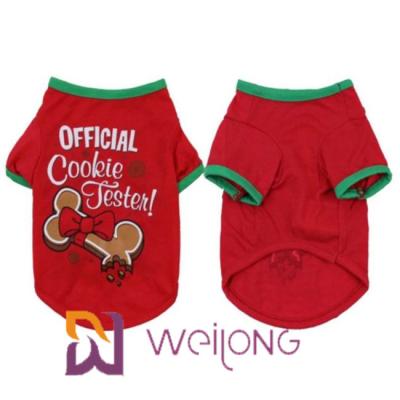 China CVC Jersey 180G Red Printing Dog Christmas T Shirt Customizable for sale