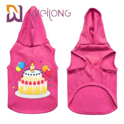 China Colourful Rubber Print Birthday Pet Hoodie Customized Pink Dog Hoodie for sale