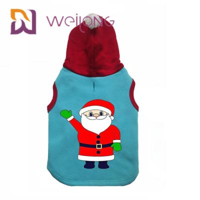 China CVC Fleece Winter Pet Hoodie Clothes Christmas Cat Dog Hoodie Sweater With Santa Claus for sale