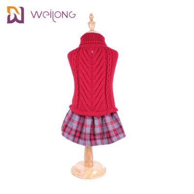 Chine Le plaid teint par fil adapté aux besoins du client tricotent l'animal familier que le chandail BSCI a tricoté le pullover de chien de laine à vendre