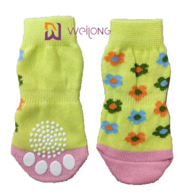 China Pet Anti Slip Knit Dog Socks&Cat Socks with Rubber Reinforcement Paw Protector for sale