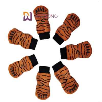 China Cotton Spandex Non Slip Dog Socks Imitation Of Tiger Stripes for dogs paws for sale