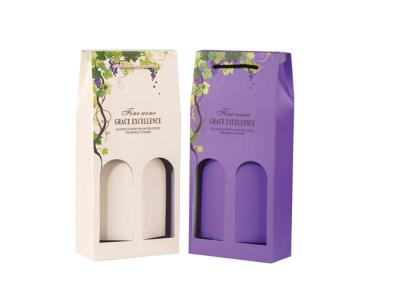 China Coloful Wine Gift Box Packaging / Two Window Custom Wine Bottle Boxes for sale