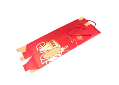 China La suposición roja acanaló la caja de regalo del vino que empaquetaba con el logotipo modificado para requisitos particulares las manijas rojas en venta